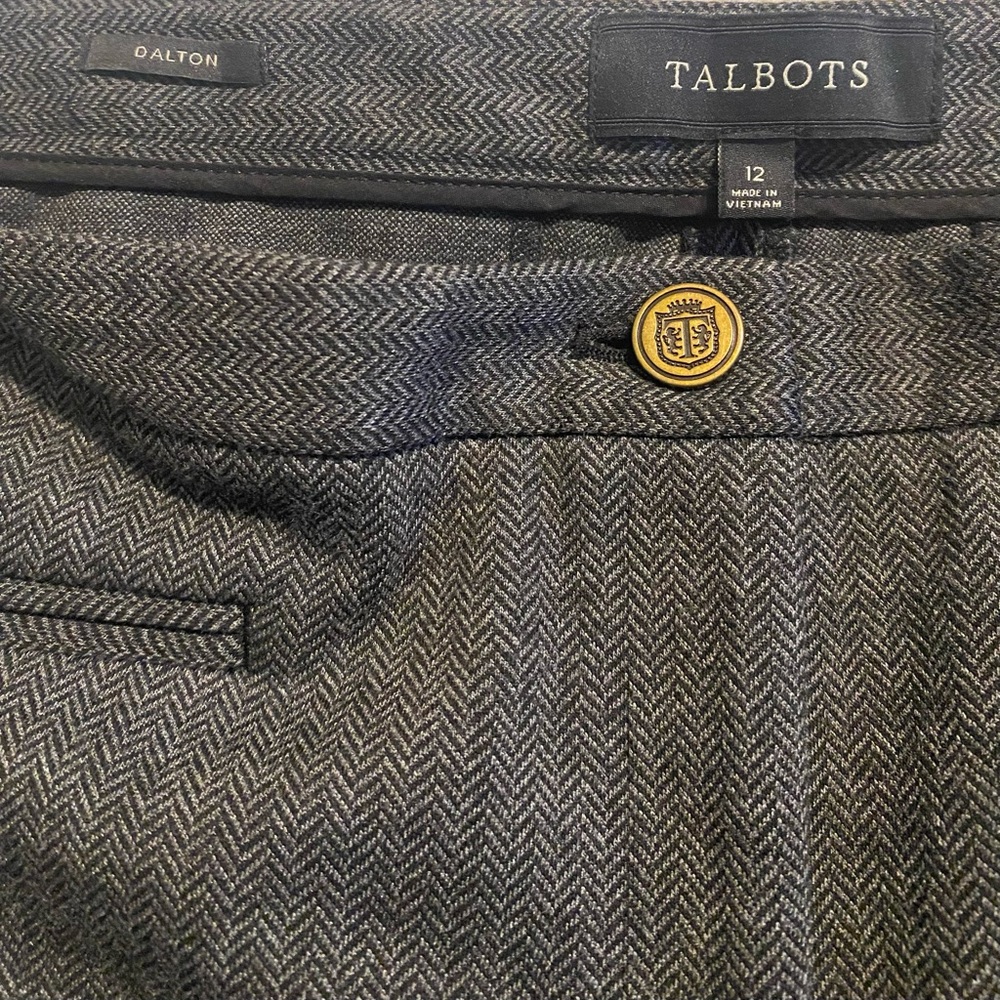 Talbots Dalton Skinny Leg Ankle Length Slim Fit Gray Herringbone Riding Pants-12 - Picture 11 of 13